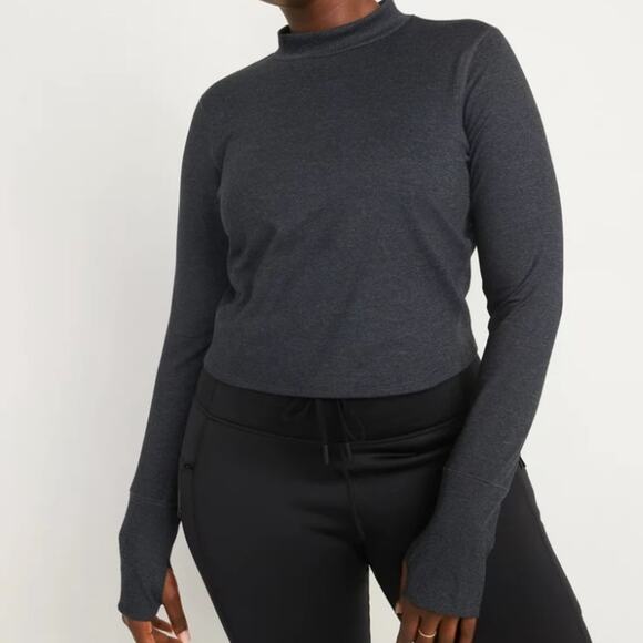 Old Navy CozeCore Long Sleeve Cropped Rib-Paneled Top - Picture 1 of 11